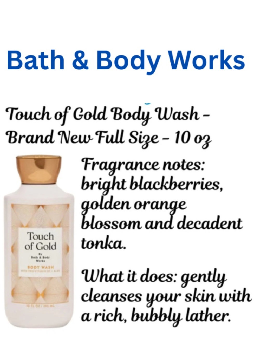 Bath & Body Works - Touch of Gold Full Size Body Wash - Brand New - 10 oz